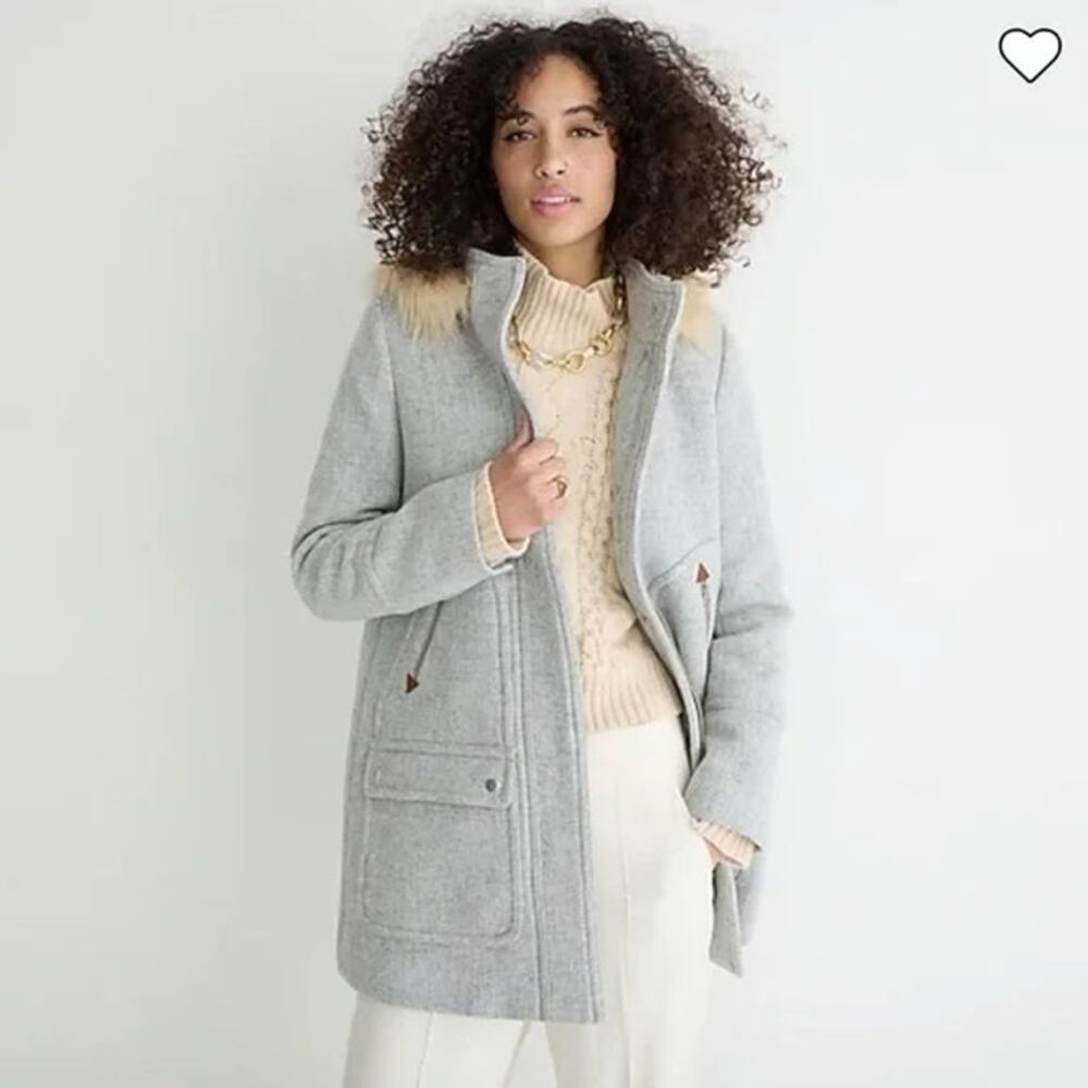 NEW J.Crew Italian Stadium Wool Blend Parka With Hood by Nello Gori Size 0